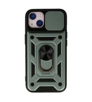 iPhone 13 Kılıf Pars Lens Yüzüklü Silikon - Yeşil