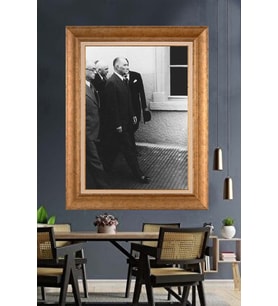 Altın Varaklı Çerçeveli Paspartulu Atatürk Tablo nh198 (Gold)