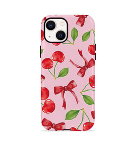 iPhone 15 Plus Vorian Çift Katmanlı Kılıf Cherry Ribbon Garden