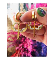 GOLD RENK ZÜMRÜDÜ ANKA ÇELİK KÜPE 316L3679