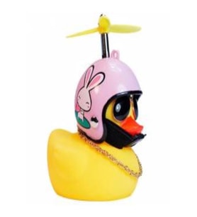 Kasklı Ördek Bisiklet Süsü Pembe- Motosiklet Süsü - Torpido Süsü -tavşanlı