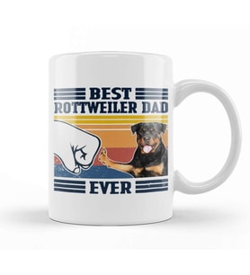 Best Rottweiler Dad Ever   Vintage Father Day Köpek Kupa Bardak Porselen