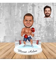 Kişiye Özel Boksöre Hediye Karikatür Ahşap Biblo