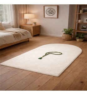 Seccade Namaz Halısı Yıkanabilir Kaymaz Taban Peluş 70x120 CM Krem