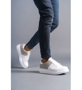 Boost Bağcıklı Cilt Süet Erkek Günlük Sneaker Ayakkabı BT Beyaz/Gri