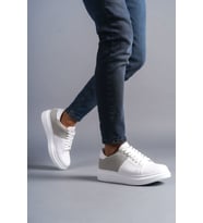 Boost Bağcıklı Cilt Süet Erkek Günlük Sneaker Ayakkabı BT Beyaz/Gri