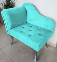 Yeni Model Tekli Köşe Koltuğu Josefin Bench Gümüş Ayak (Turkuaz)