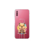 Samsung Galaxy A7 2018 ile Uyumlu Splash Kapibara Tasarımlı Şeffaf Silikon Kılıf