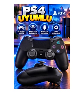 PS4 Uyumlu V2 Titreşimli Kablosuz ve Kablolu Oyun Kolu Siyah