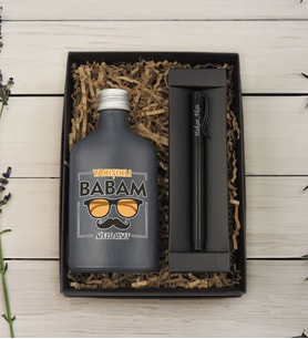 BK Gift Kişiye Özel İsimli Baba Temalı Antrasit Tasarım Cam Şişede Kolonya 200 ml & Siyah Metal Roller Kalem ve Hediye Kutusu-8, Babaya Hediye, Babalar Günü Hediyeleri, Hediyelik Baskılı Kolonya