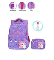 Lila Kristal Unicorn Okul Çantası + Beslenme Unicorn Çanta İlkokul Çantası Sırt Çantası Atcık Çanta (Çok Renkli)