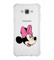 Samsung Galaxy J7  Köşe Korumalı Antişok Kapak Minnie Mouse Tasarımlı Şeffaf  Kılıf