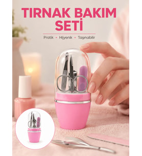Tırnak Bakım Manikür Pedikür Seti 4 Parça Pembe Minimal ve Dayanıklı Yeni Nesil