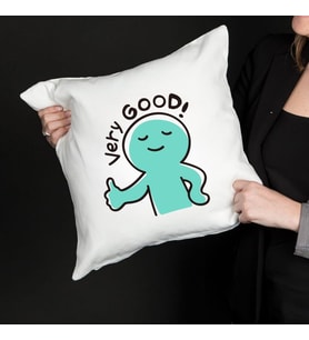 Very Good Yazılı Sevimli Karakter Tasarımlı Dekoratif Yastık Kılıfı – Eğlenceli Baskı, İçi Boş