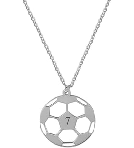 Rakamlı Futbol Topu Gümüş Kolye