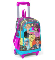 Coral High Işıklı Tekerlekli Anime Çekçek Okul ve Seyahat Çantası Kız Çocuk Gri