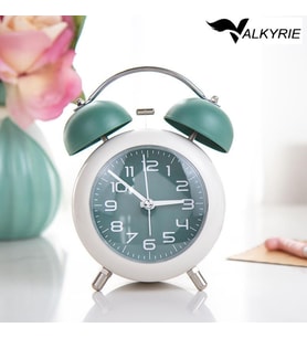 Valkyrie Akar Saniyeli Analog Yüksek Sesli Şirin Masa Saati Alarmlı Işıklı Dakik Çift Çanlı Yeşil