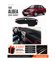 FIAT ALBEA (1999-2005) Uyumlu Torpido Örtüsü Torpido Kılıfı - Siyah Kırmızı