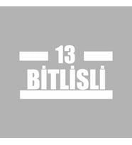 13 Bitlisli Araba Sticker siyah 16x9 CM (Beyaz)