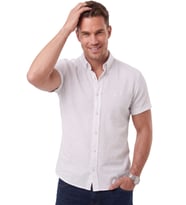 DeepSEA Erkek Slim Fit Likralı Jakar Dokulu Haki Kısa Kol Gömlek – Esnek Nakış Armalı 2604356