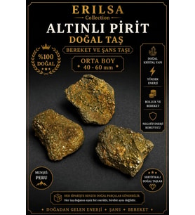 Sertifikalı Altınlı Pirit Doğal Taş Kütle - 60-80 mm Büyük Boy Koleksiyonluk Kaya