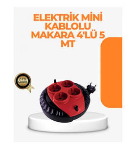 Mey İthalat® Kırmızı Renk 5 Metre 4’lü Kablolu Priz Makarası
