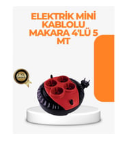 Mey İthalat® Kırmızı Renk 5 Metre 4’lü Kablolu Priz Makarası
