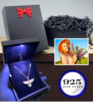 Gerçek Zirkon Taşlı 925 Ayar Gümüş Zümrüdü Anka Kuşu Kolyesi - Fotoğraflı & Işıklı Kutusunda