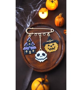Miyuki Balkabağı Kurukafa Şato Halloween Cadılar Bayramı İskoç İğnesi / Yaka İğnesi / Broş