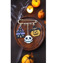 Miyuki Balkabağı Kurukafa Şato Halloween Cadılar Bayramı İskoç İğnesi / Yaka İğnesi / Broş