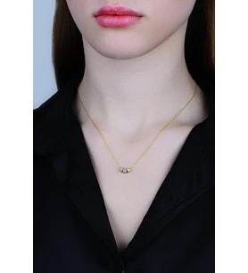 Gümüş altın yaldızlı sim modeli dorica kolye SGTL11972GOLD
