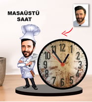KARİKATÜR AŞÇI ERKEK MASAÜSTÜ SAAT 1