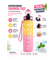 900 ML Motivasyon Matarası – Sızdırmaz, Kilitli, Silikon Uçlu, Taşıma Askılı, Geniş Ağızlı Su Matarası2
