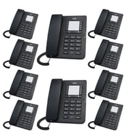 Karel TM142 Analog Masaüstü Kablolu Telefon 10'lu Set Siyah  Santral Uyumlu Ofis Telefonu, Handsfree, Toplu Telefon Paketi, Kurumsal İşletme Çözümü