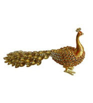 Kristal Taşlı Tavus Kuşu Biblo ve Mücevher Kutusu – 12x22x9 cm, Hediyelik Dekoratif Figür (Sarı, Kırmızı, Mavi, Karışık Renk Seçenekleriyle) (Altın)