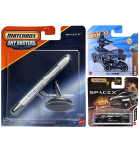 Tesla Set - SpaceX Falcon Heavy & Tesla Model X & Tesla Cyberquad (1/64)