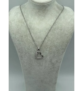 Çelik Silver Taşlı Kalp Kolye - 25-ctr86