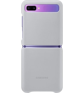 Galaxy Z Flip ile Uyumlu Deri Kılıf Gümüş Gri EF-VF700LSEGWW