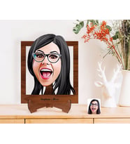 BK Gift Kişiye Özel Kadın Yüz Karikatürlü Ahşap Standlı 3D Biblo-2 (Beyaz)