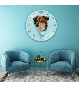 Sevimli Köpek Cam Saat - 60 cm