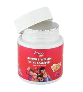 Vitago Kids Gummies Vitamin D3 Kalsiyum İçeren Çiğnenebilir Form - 30 Adet Gummy
