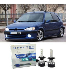 Peugeot 106 Led Xenon Uzun + Kısa Far Ampulü H4 Access Yeni Seri Beyaz