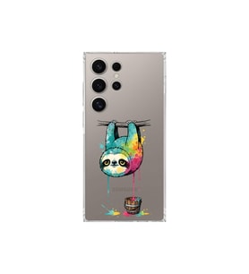 Samsung Galaxy S25 Ultra ile Uyumlu Splash Tembel Hayvan Tasarımlı Şeffaf Silikon Kılıf
