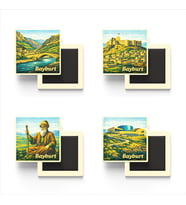 Bayburt - Baskılı Buzdolap Magneti Kare - 9x9 cm - 4 Adet