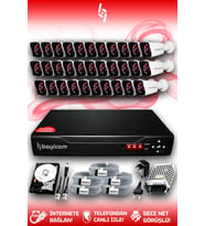 BAYICAM 32 Kameralı Kare 32 Dış Kamera Set 500 GB HDD Full HD Gece Görüşlü Güvenlik Kamerası Sistemi