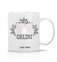 Gelinlere Özel Yılın En İyi Gelini Yazılı Hediye Çay Kahve Kupa Bardak-gelin1
