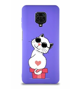 Xiaomi Redmi Note 9 Pro Soft Premier Kapak Coolcat Tasarımlı Silikon Kılıf - Mor (Şeffaf)