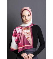 Çiçekli Desen Pavia Seri Şal Eşarp Askısı ile Birlikte 90X200 cm Gül-90X200