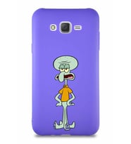 Samsung Galaxy J7 Soft Premier Kapak Squidward Dokunaç Tasarımlı Silikon Kılıf - Mor (Şeffaf)