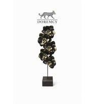 Doremcy Dekoratif Orkide Biblo 43x15 cm Polyester Modern Salon Konsol Lüks Ev Obje (Siyah)